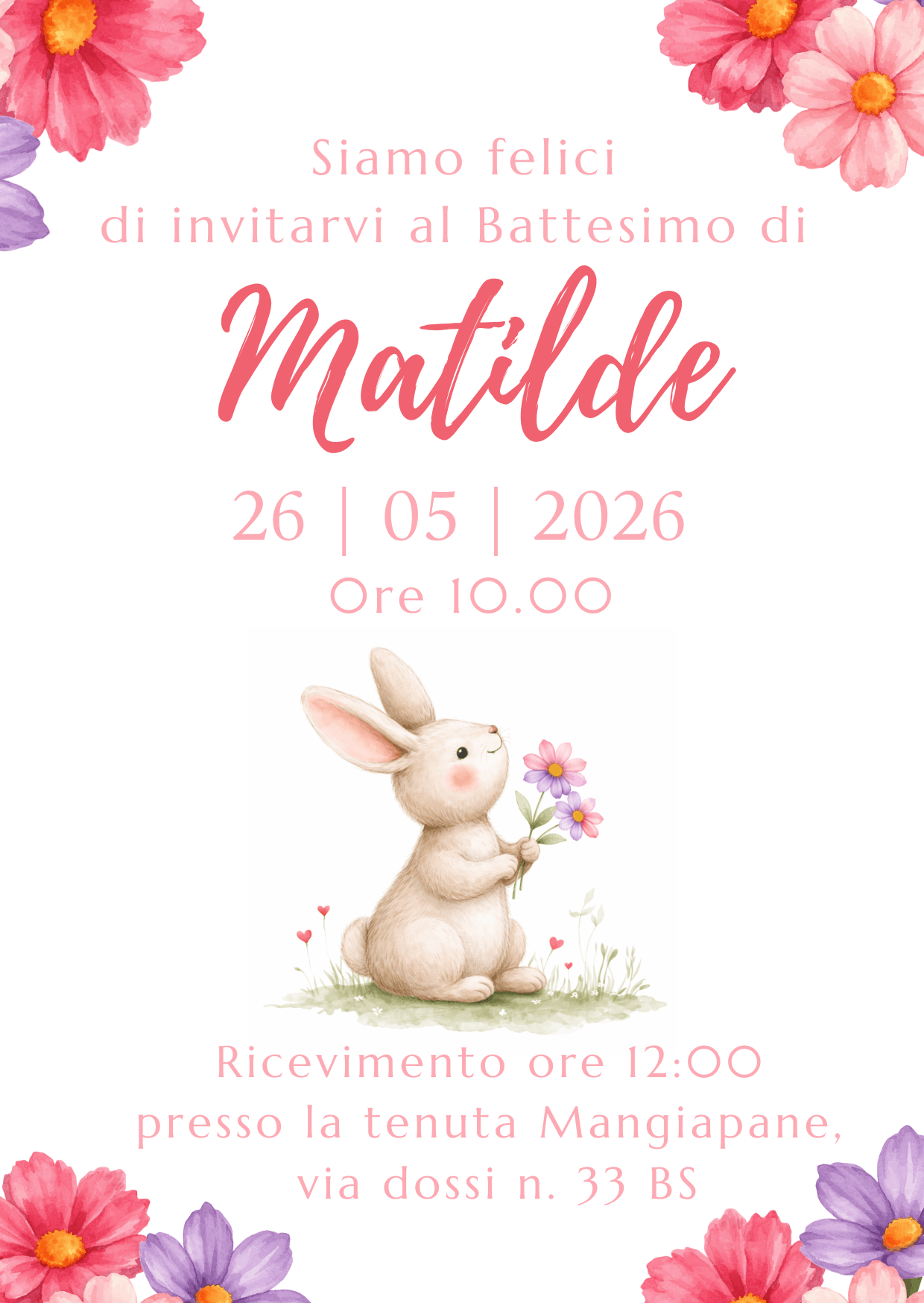 Invito digitale battesimo personalizzato grafica coordinata